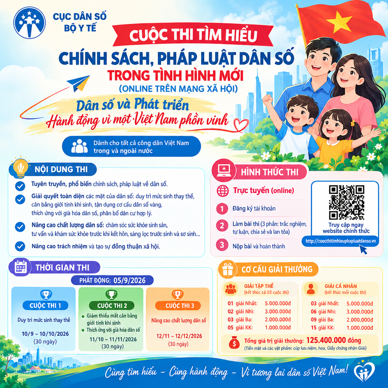 PHÁT ĐỘNG CUỘC THI ONLINE TÌM HIỂU CHÍNH SÁCH, PHÁP LUẬT DÂN SỐ NĂM 2026