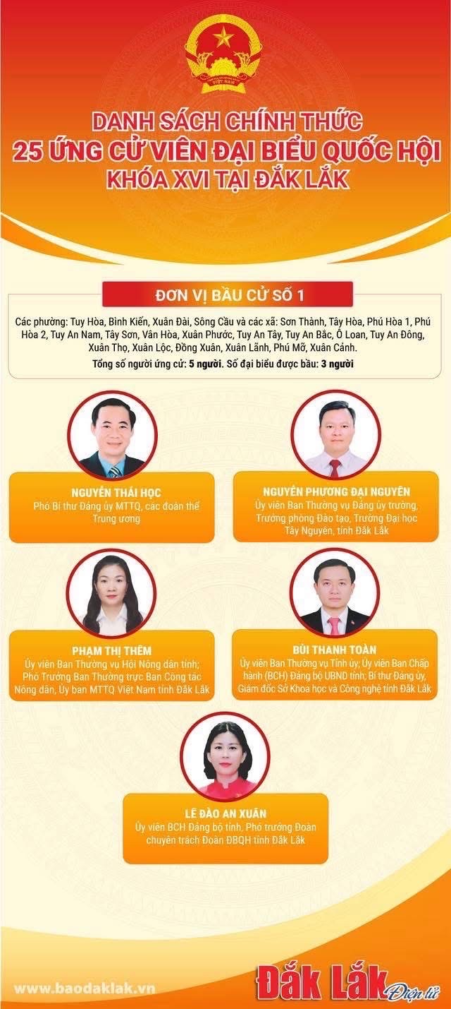 TIỂU SỬ TÓM TẮT CÁC ỨNG CỬ VIÊN ĐẠI BIỂU QUỐC HỘI KHOÁ XVI